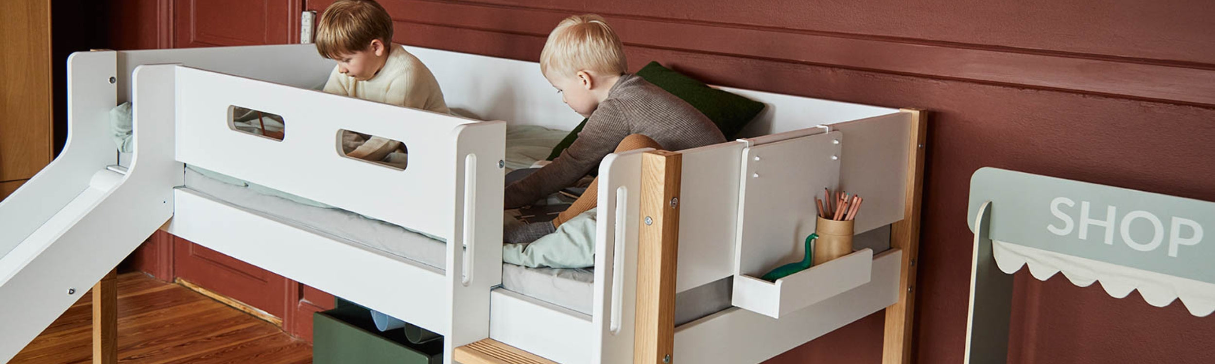 bed from FLEXA with click-on accessories