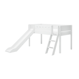 High Bed 120 cm with Slide, Ladder and Safety Rail, 90x200 cm, White