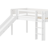 High Bed 120 cm with Slide, Ladder and Safety Rail, 90x200 cm, White