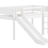 High Bed 120 cm with Slide, Ladder and Safety Rail, 90x200 cm, White