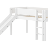 High Bed 120 cm with Slide, Ladder and Safety Rail, 90x200 cm, White