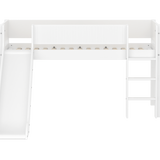 High Bed 120 cm with Slide, Ladder and Safety Rail, 90x200 cm, White