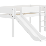 High Bed 120 cm with Slide, Ladder and Safety Rail, 90x200 cm, White