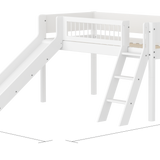 High Bed 120 cm with Slide, Ladder and Safety Rail, 90x200 cm, White