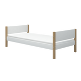 Lit simple, 90x200 cm, Blanc/Chêne
