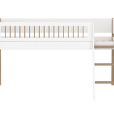 Hoogslaper 120 cm met ladder en veiligheidsrek, 90x200 cm, Wit/Eiken