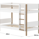 Bunk Bed 154 cm with Ladder and Safety Rail, 90x200 cm, White/Oak