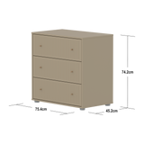 SAGA Chest, 3 drawer, Beige with Grooves