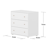 SAGA Chest, 3 drawer, White with Grooves