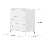 SAGA Chest, 3 drawer, White