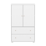 SAGA Cupboard, 2 door & 2 drawer, White with grooves