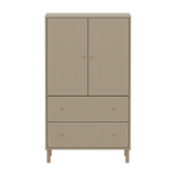 SAGA Cupboard, 2 door & 2 drawer, Beige with grooves