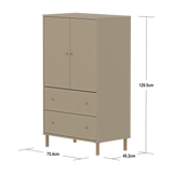 SAGA Cupboard, 2 door & 2 drawer, Beige with grooves