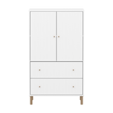 SAGA Cupboard, 2 door & 2 drawer, White with grooves