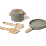 Pot & Pan, 5 pcs, Handpainted, Green