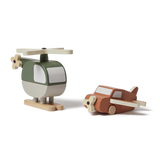 Wooden Helicopter and Plane, 2 pcs, Handpainted