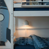 Litera 154 cm con escalera y barrera de seguridad, 90x200 cm, Blanco