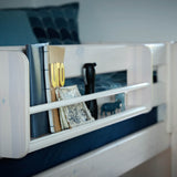Litera 154 cm con escalera y barrera de seguridad, 90x200 cm, Blanco