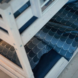 Litera 154 cm con escalera y barrera de seguridad, 90x200 cm, Blanco