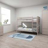 Stapelbed 154 cm met ladder en veiligheidsrek, 90x200 cm, Grijs