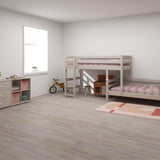 Bunk Bed 143 cm with Ladder and Safety Rail, 90x200 cm, Grey