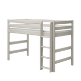 Hoogslaper 143 cm met ladder en veiligheidsrek, 90x200 cm, Wit