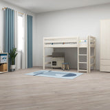 Hoogslaper 143 cm met ladder en veiligheidsrek, 90x200 cm, Wit