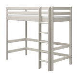 Cama alta 184 cm con escalera y barrera de seguridad, 90x200 cm, Blanco