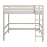 Cama alta 184 cm con escalera y barrera de seguridad, 90x200 cm, Blanco