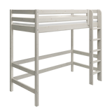 Cama alta 184 cm con escalera y barrera de seguridad, 90x200 cm, Blanco