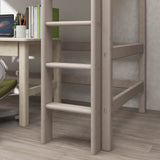 Cama alta 184 cm con escalera y barrera de seguridad, 90x200 cm, Blanco