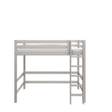 Lit haut 184 cm avec barrière de sécurité et échelle, 90x200 cm, Gris