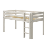 High Bed 120 cm with Safety Rail and Ladder, 90x200 cm, White