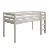 High Bed 120 cm with Safety Rail and Ladder, 90x200 cm, White