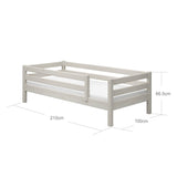 Single Bed with Safety Rail, 90x200 cm, White