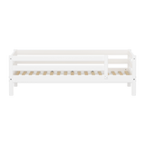 Single Bed with Safety Rail, 90x200 cm, Full White