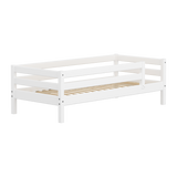 Single Bed with Safety Rail, 90x200 cm, Full White