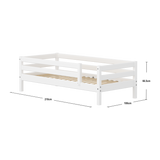 Single Bed with Safety Rail, 90x200 cm, Full White