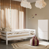 Single Bed with Safety Rail, 90x200 cm, Full White