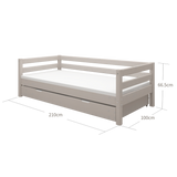 Eenpersoonsbed met uittrekbed, 90x200 cm, Grijs