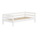 Single Bed with Safety Rail, 90x200 cm, Full White