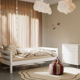 Single Bed with Safety Rail, 90x200 cm, Full White