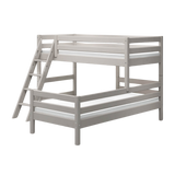 Stapelbed 143 cm met ladder en veiligheidsrek, 90x200 cm, Grijs