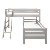 Stapelbed 143 cm met ladder en veiligheidsrek, 90x200 cm, Grijs