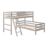 Stapelbed 143 cm met ladder en veiligheidsrek, 90x200 cm, Grijs