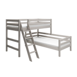 Stapelbed 143 cm met ladder en veiligheidsrek, 90x200 cm, Grijs