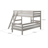 Stapelbed 143 cm met ladder en veiligheidsrek, 90x200 cm, Grijs