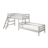 Stapelbed 143 cm met ladder en veiligheidsrek, 90x200 cm, Grijs