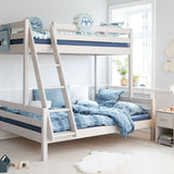 Litera 154 cm con escalera y barrera de seguridad, 90/140x200 cm, Blanco