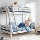 Litera 154 cm con escalera y barrera de seguridad, 90/140x200 cm, Blanco